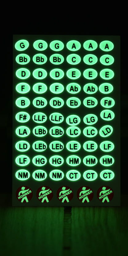 Hohner "Glow in the Dark" Key Stickers